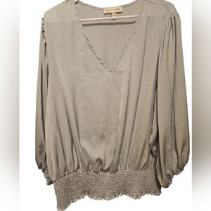 The Line Of Style Powder Blue Relaxed Ruched 3/4 Sleeve Blouse